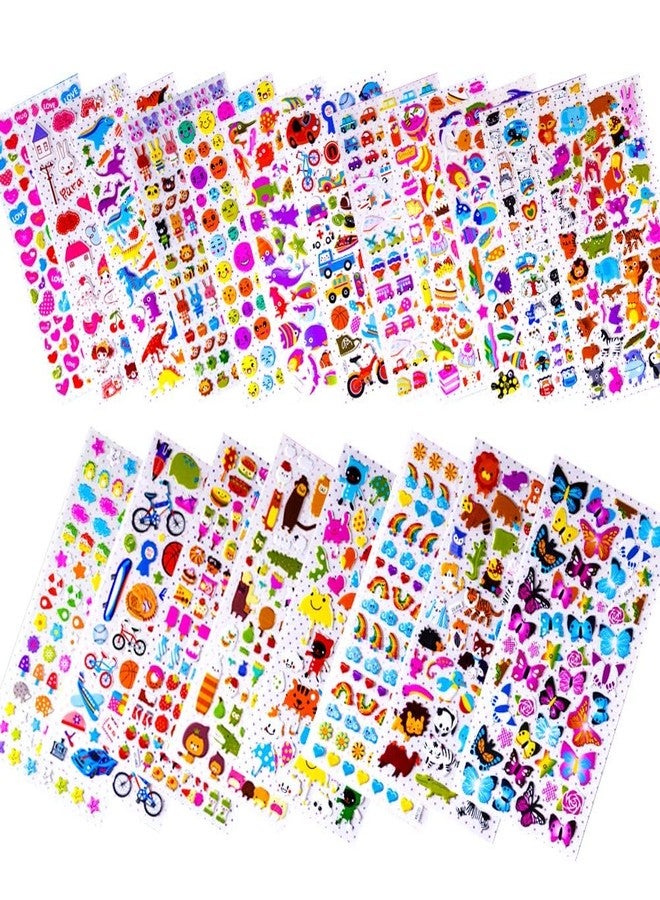 Gifting Square 3D Stickers for Kids Craft Decoration DIY Variety Pack for Scrapbooking Journal Including Animal, Hearts, Rainbow, Fish, Dinosaurs, Cars etc. (20 Sheets) - Image 1